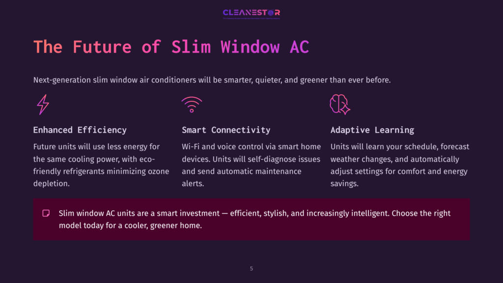 The Future Of Slim Window Ac: Enhanced Efficiency, Smart Connectivity, And Adaptive Learning. Next-Gen Units Are Smarter, Quieter, And Greener.
