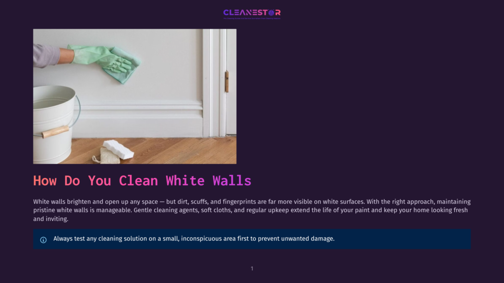 A Gloved Hand Wipes A White Wall With A Green Cloth, Next To A Bucket And Cleaning Supplies, Illustrating How To Clean White Walls.