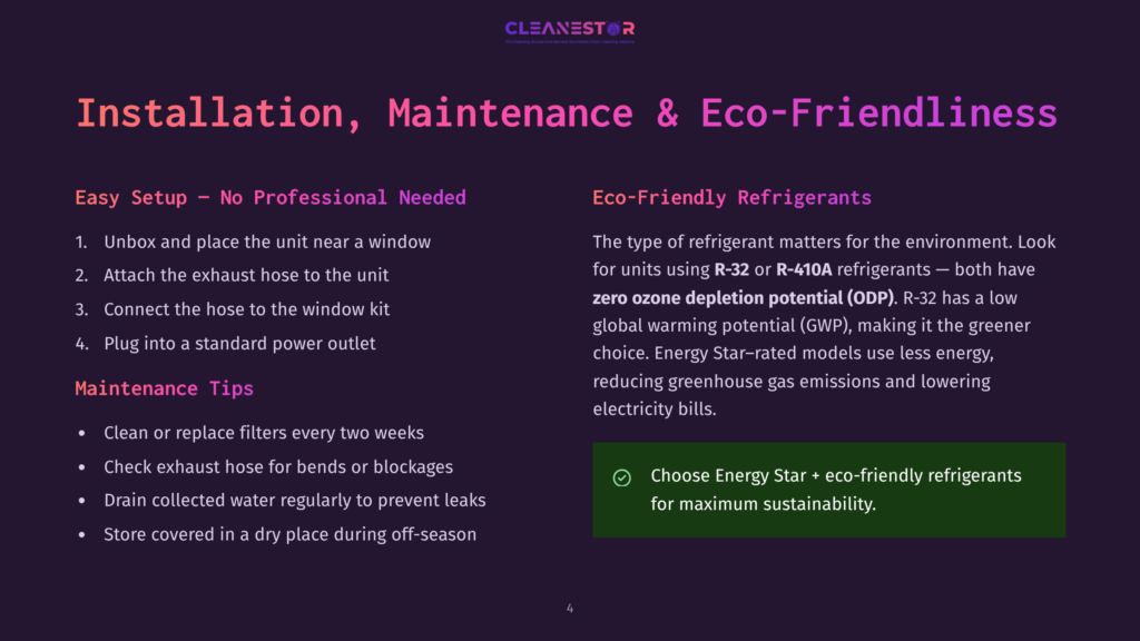 Cleanestor Ac Installation, Maintenance, And Eco-Friendly Refrigerant Guide. Covers Setup Steps, Maintenance Tips, And R-32/R-410A Refrigerant Benefits.