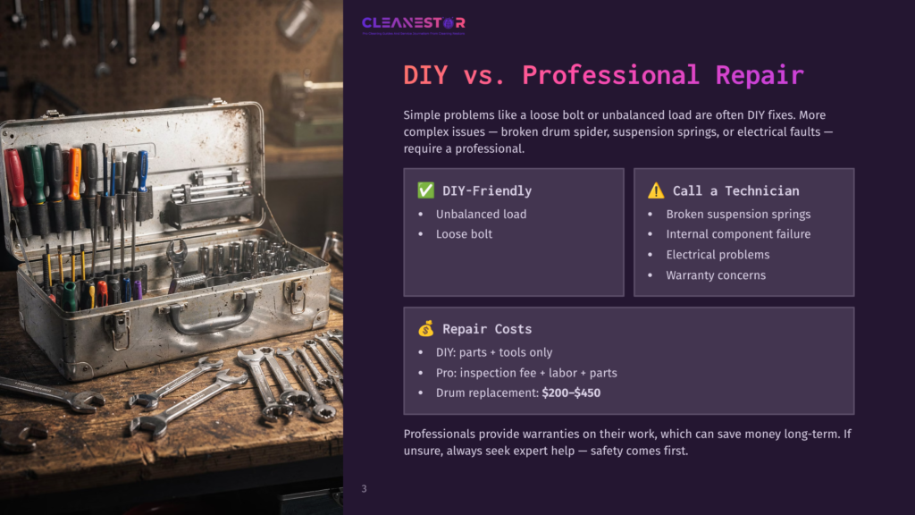 3 Diy Vs Professional Repair A Vintage Metal Toolbox Overflowing With Various Tools, Including Wrenches, Screwdrivers, And Drill Bits, Sits Open On A Wooden Workbench. The Text &Quot;Cleanestor&Quot; And &Quot;Diy Vs. Professional Repair&Quot; Is Visible, Comparing Diy Repairs With Professional Services.