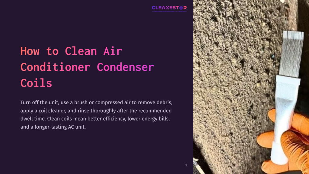 Close-Up Of Dirty Air Conditioner Condenser Coils, Showing Dust And Debris On Textured Surfaces, With A Purple Background.