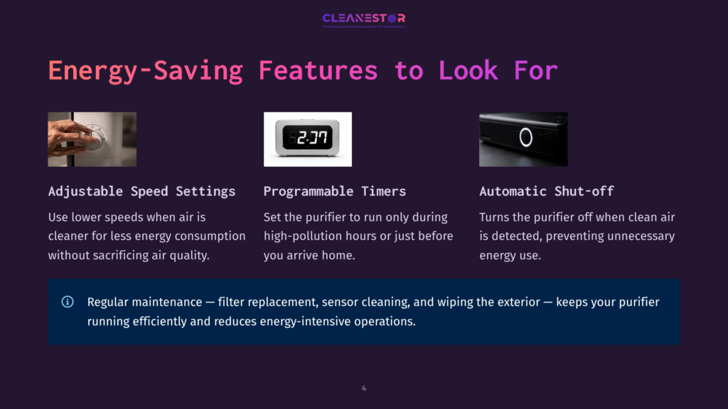 Energy-Saving Features Of An Air Purifier: Adjustable Speed Settings, Programmable Timers With A Digital Display Showing &Quot;2:37&Quot;, And Automatic Shut-Off.