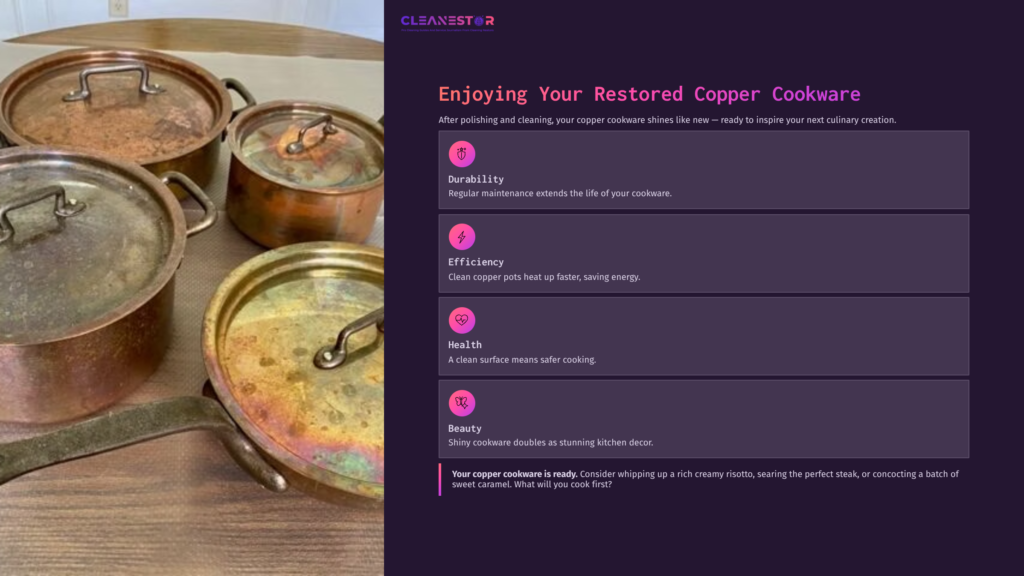 Three Copper Cookware Pieces, Including Pots With Lids, Display A Polished Finish On A Textured Surface Against A Dark Purple Background.