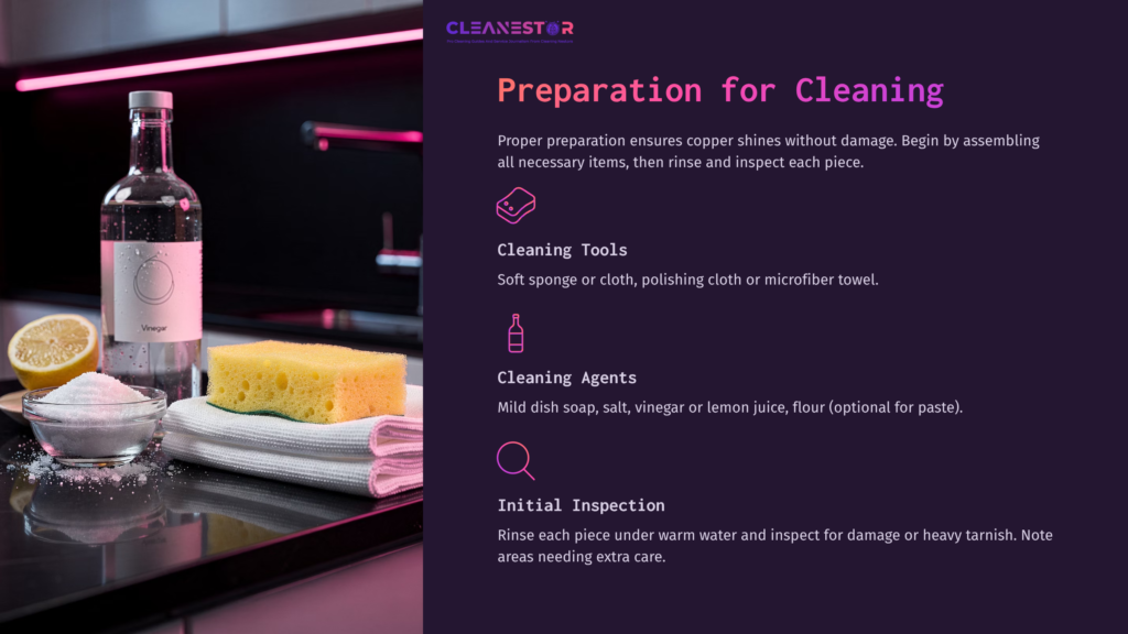 Clear Bottles Of Vinegar And Cleaning Agents Sit On A Countertop Alongside A Sponge, Cloth, And A Bowl Of Salt, With Vibrant Pink Lighting.