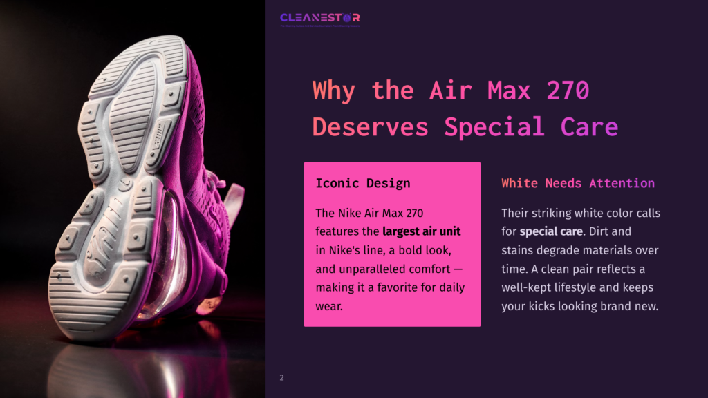 Close-Up Of The Outsole Of A Purple Nike Air Max 270 Sneaker, Showcasing Its Unique Design And Prominent Air Unit Against A Dark Background.