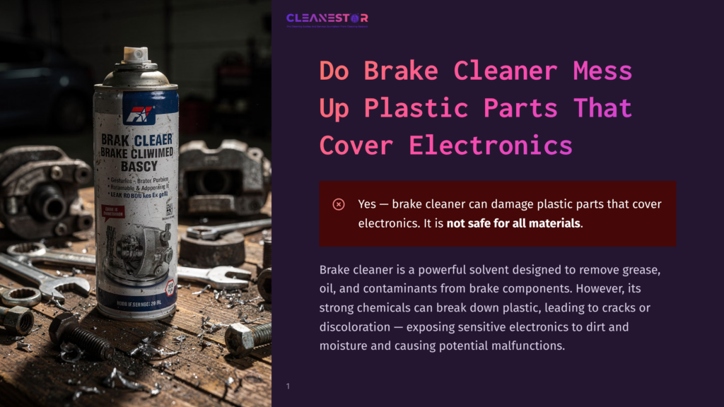 A Can Of &Quot;Brake Cleaner&Quot; Spray Sits On A Wooden Workbench Amidst Brake Parts And Tools, With Text On The Can Reading &Quot;Brake Cleaner Brake Cliwimed Bascy.