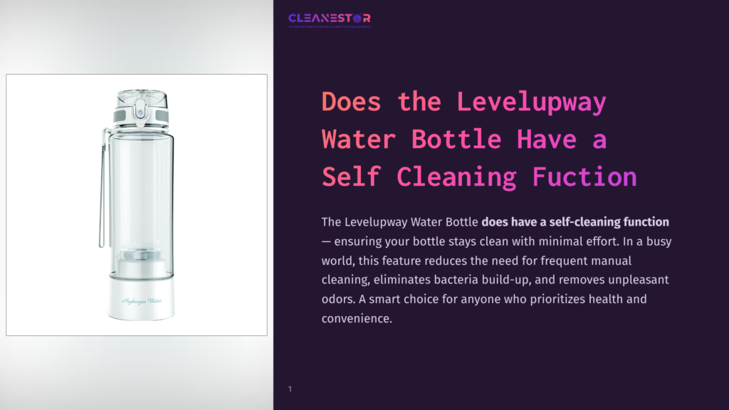 A Clear, Reusable Levelupway Hydrogen Water Bottle With A White Lid And Silver Base, Featuring &Quot;Hydrogen Water&Quot; Text On The Base.