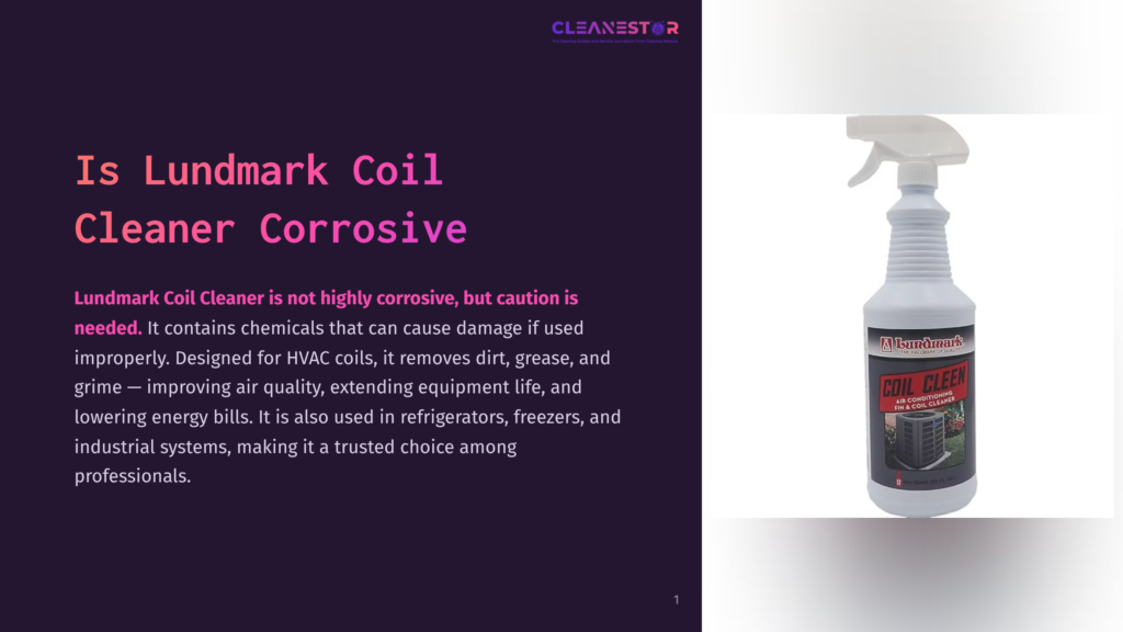 Lundmark Coil Cleaner Spray Bottle With A White Spray Nozzle And A Clear Plastic Body, Displaying A Label With The Product Name &Quot;Coil Clean&Quot; And An Image Of An Hvac Coil.