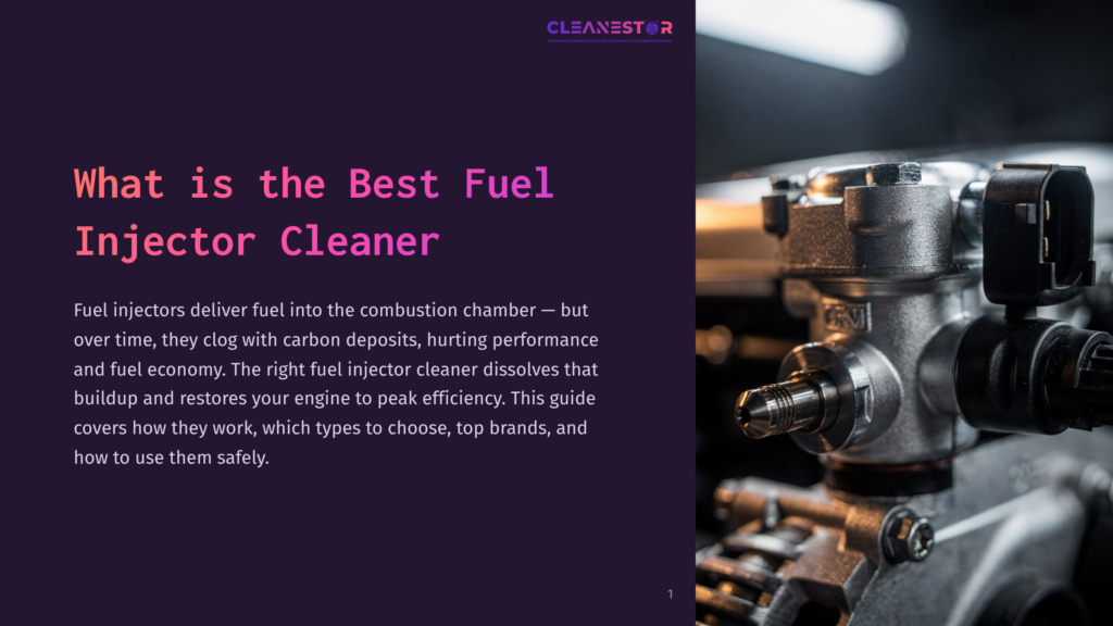 Close-Up Of A Clean Fuel Injector Assembly From A Vehicle Engine, Showcasing Intricate Metal Parts And Connectors. The Text Overlay Reads &Quot;What Is The Best Fuel Injector Cleaner&Quot;.