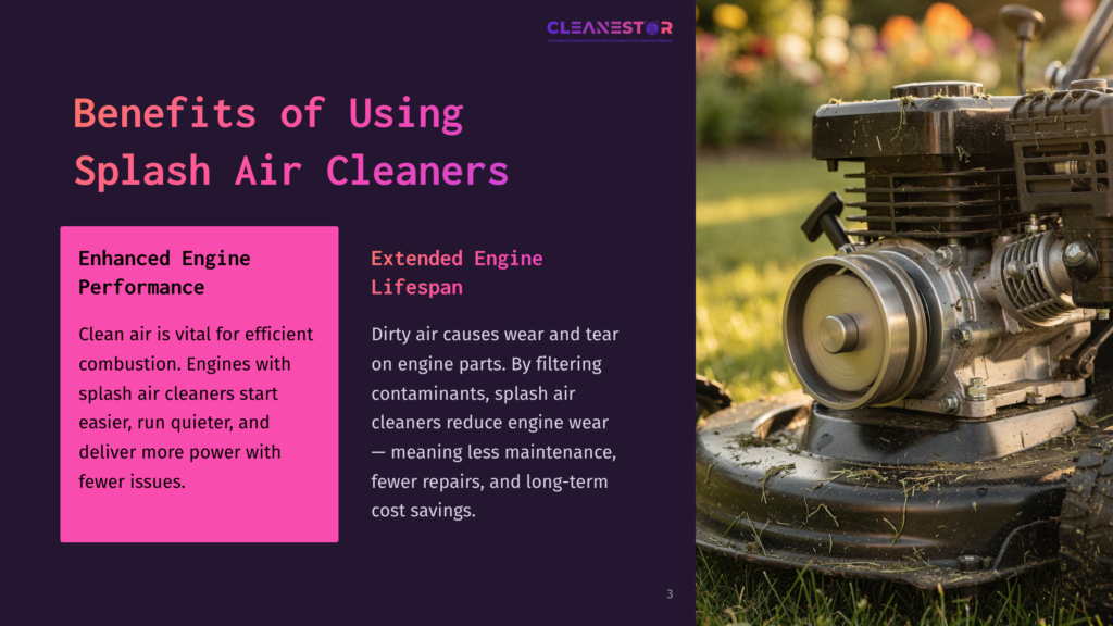 Close-Up Of A Lawnmower Engine With A Spinning Air Filter, Demonstrating The Benefits Of Splash Air Cleaners For Extended Engine Life And Performance.