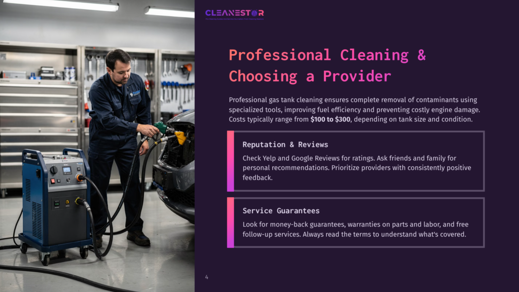 A Professional Gas Tank Cleaning Service Provider Uses Specialized Equipment To Clean A Vehicle'S Engine Bay, Ensuring Complete Removal Of Contaminants And Preventing Costly Damage.