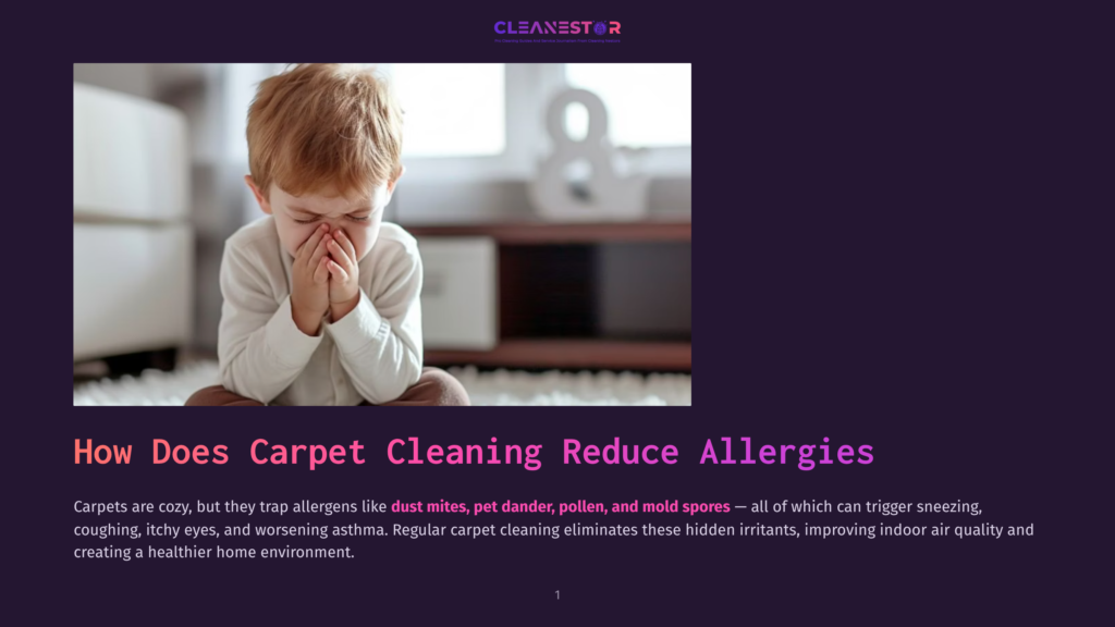 1 How Does Carpet Cleaning Reduce Allergies Young Boy With Red Hair, Eyes Closed And Hands Covering His Nose And Mouth, Appears To Be Suffering From Allergies On A Carpeted Floor.