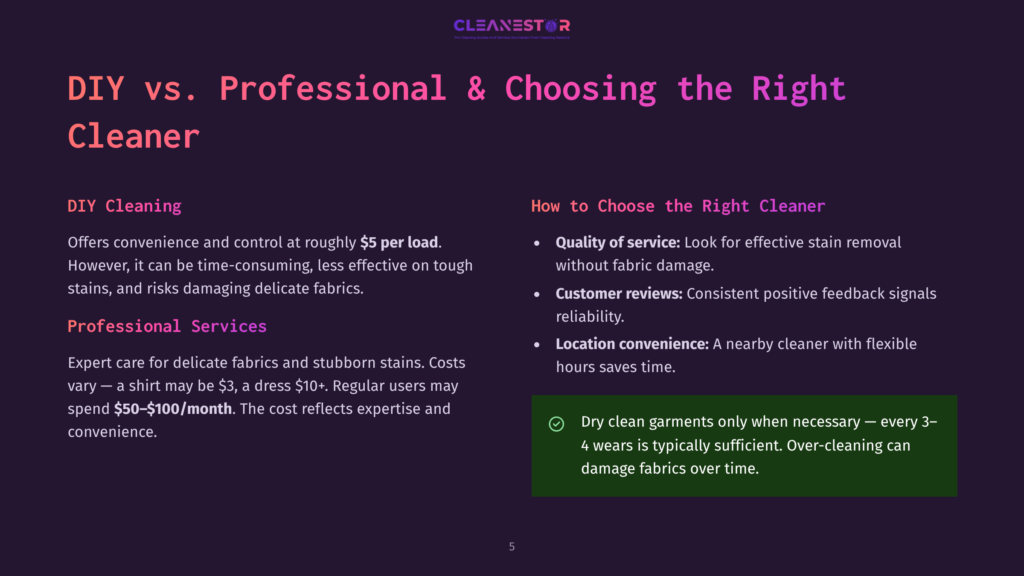 5 Diy Vs Professional And Choosing The Right Cleaner Infographic Comparing Diy Cleaning Vs. Professional Cleaning Services. Diy Cleaning Offers Convenience But Risks Damage, While Professional Services Provide Quality And Location Convenience.