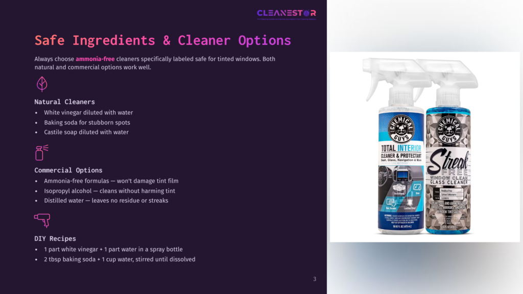 Two Cleaning Spray Bottles, One Blue And One Clear With Blue Liquid, Sit On A Dark Background. The Bottles Are Labeled &Quot;Chemical Guys Total Interior Cleaner &Amp; Protectant&Quot; And &Quot;Streak-Free Glass Cleaner.