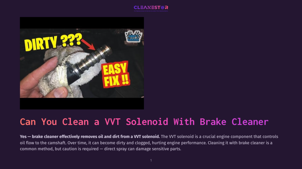 1 Can You Clean A Vvt Solenoid With Brake Cleaner Close-Up Of A Dirty Vvt Solenoid Being Cleaned With Brake Cleaner, With Text Overlays &Quot;Dirty ???&Quot; And &Quot;Easy Fix !!&Quot;.