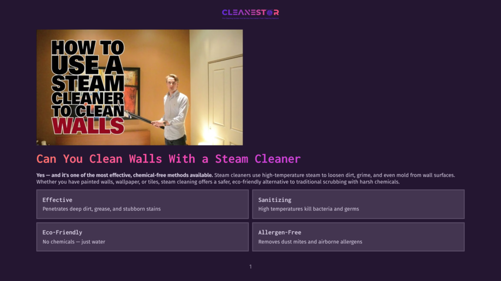 A Man Demonstrates How To Clean Walls With A Steam Cleaner, With The Text &Quot;How To Use A Steam Cleaner To Clean Walls&Quot; Overlaid On The Image.