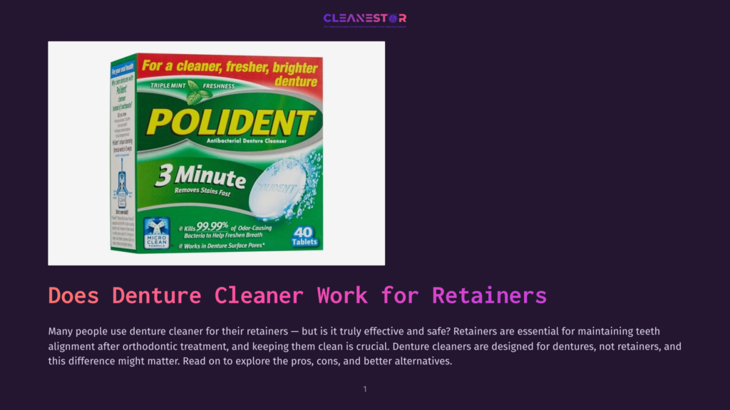 Polident Denture Cleaner Box With &Quot;3 Minute&Quot; And &Quot;40 Tablets&Quot; Prominently Displayed. Text Reads &Quot;For A Cleaner, Fresher, Brighter Denture.