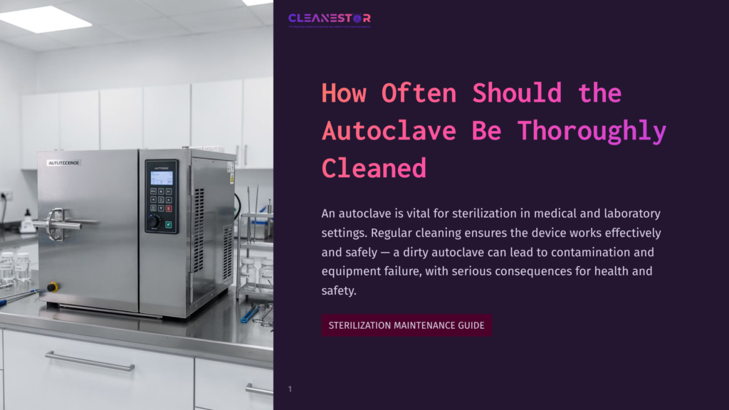 1 How Often Should The Autoclave Be Thoroughly Cleaned A Stainless Steel Autoclave Sterilizer With A Digital Control Panel Sits On A Clean Laboratory Counter, Ready For Sterilization Maintenance.