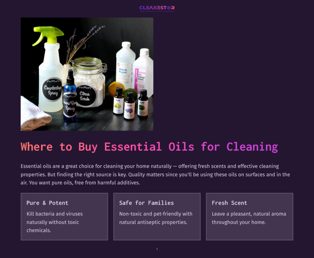1 Where To Buy Essential Oils For Cleaning A Collection Of Natural Cleaning Supplies, Including A Spray Bottle Labeled &Quot;Countertop Spray,&Quot; Witch Hazel, And Essential Oils, Sits On A Wooden Surface Next To A Jar Of Lemons And A White Towel.