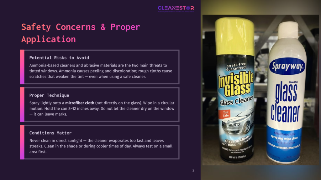 Two Cans Of Glass Cleaner, One Sprayway Invisible Glass And One Generic Glass Cleaner, Stand Side-By-Side. The Sprayway Can Is Yellow And White With &Quot;Invisible Glass&Quot; In Large, Bold Letters. The Other Can Is White With &Quot;Glass Cleaner&Quot; In Large, Blue, Bubbly Font.