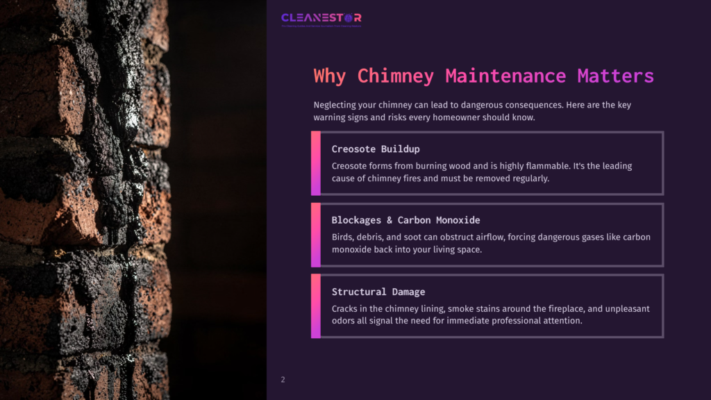 Close-Up Of A Dark, Soot-Covered Brick Chimney Interior, Highlighting Creosote Buildup And The Need For Chimney Maintenance And Cleaning To Prevent Fires.